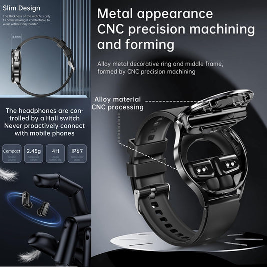 2 in 1 TWS Earphone Smart Watch Band Health Tracker BT Calling Watch