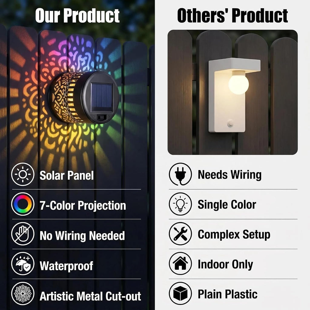 Solar Mandala Wall Light Outdoor 7-Color Changing Projection Lamp (1 PC) - CL-SU-11108