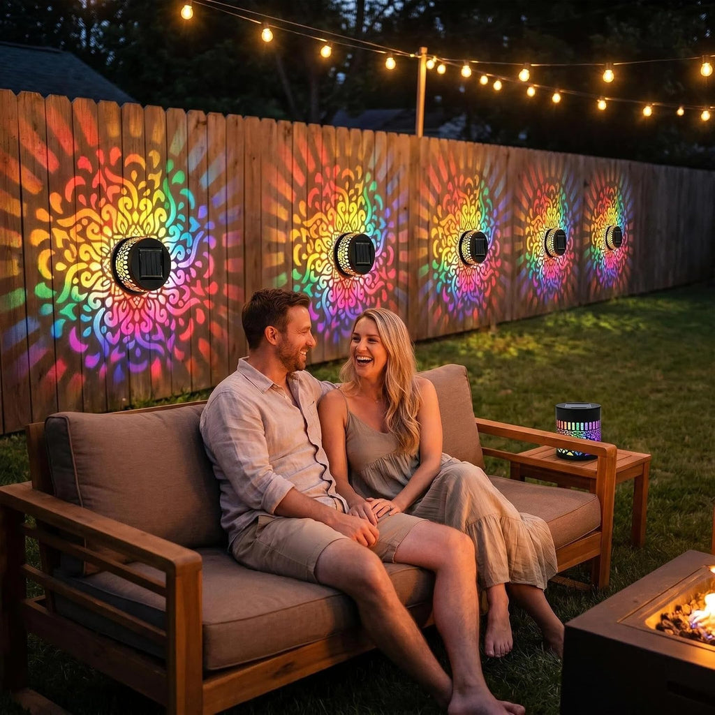 Solar Mandala Wall Light Outdoor 7-Color Changing Projection Lamp (1 PC) - CL-SU-11108