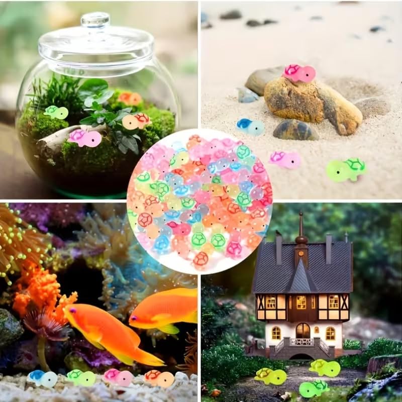 2PCS Luminous Mini Resin Turtles Glow in The Dark Tiny Sea Turtle
