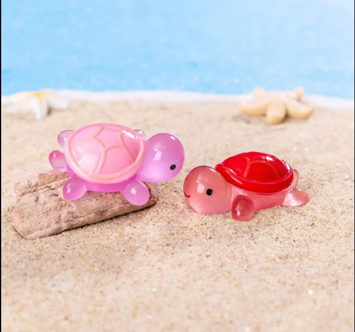 2PCS Luminous Mini Resin Turtles Glow in The Dark Tiny Sea Turtle