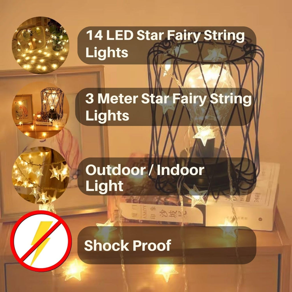 Mini Star Fairy String Lights 3M Warm White LED (Pack of 1)