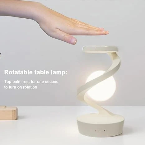360° Rotating LED Table Lamp | Moving Light Effect with Wireless Charging Support (Plugged Use Only) | Modern Decorative Lamp for Bedroom & Home Décor