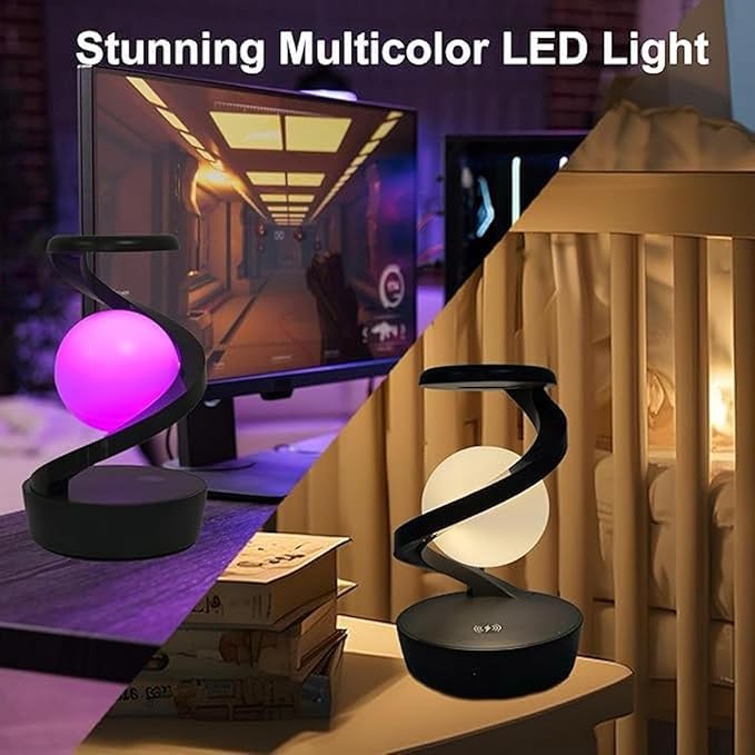 Rotating Suspension LED Table Lamp with 360° Magnetic Floating RGB Night Light for Bedroom, Living Room & Gifts