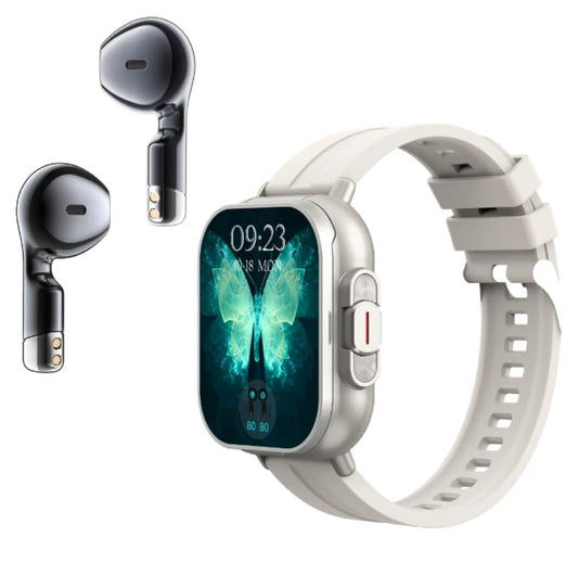2-in-1 Smartwatch with Built-In TWS Earbuds | Health Monitoring, Sports Tracker, NFC, Bluetooth Calling, Long Battery Life, Full Touch HD Display Smart Fitness Watch