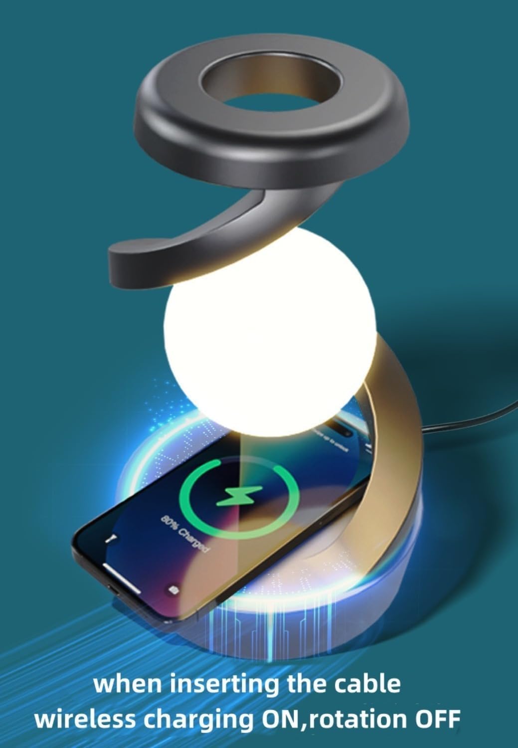 Rotating Suspension LED Table Lamp with 360° Magnetic Floating RGB Night Light for Bedroom, Living Room & Gifts