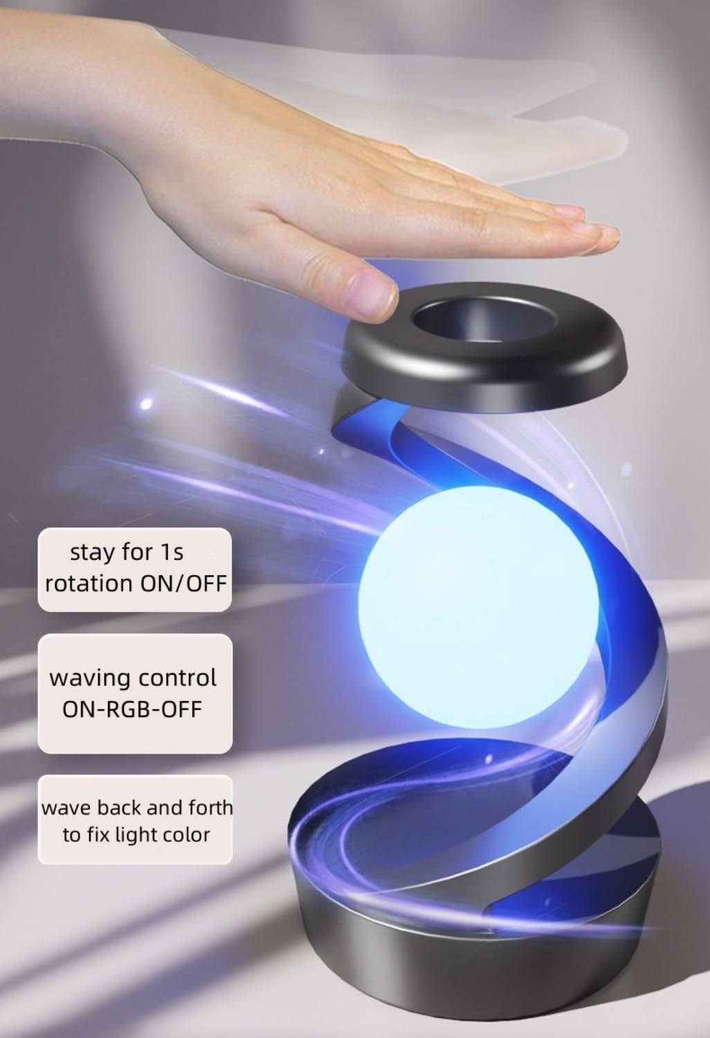 Rotating Suspension LED Table Lamp with 360° Magnetic Floating RGB Night Light for Bedroom, Living Room & Gifts