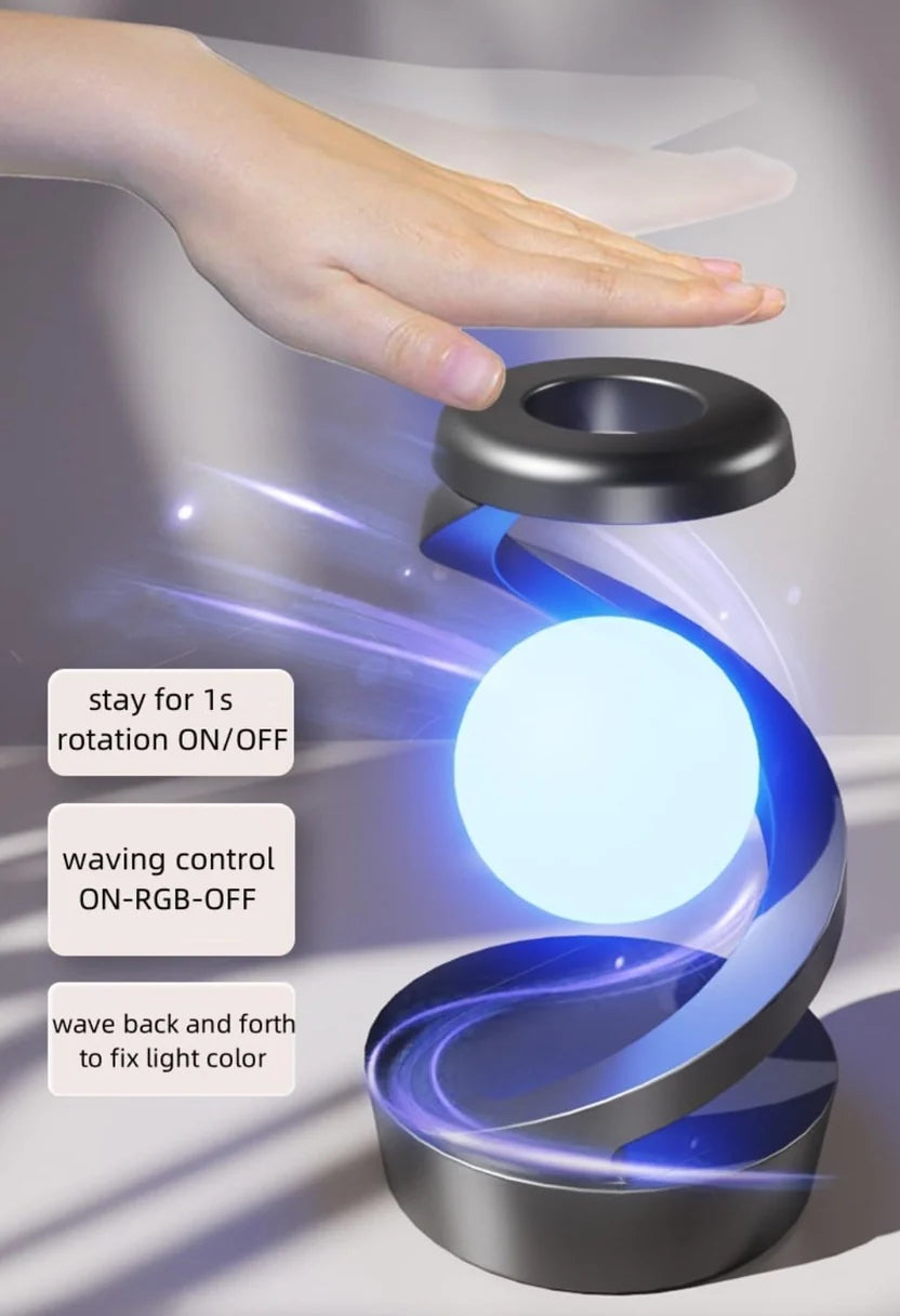 360° Rotating LED Table Lamp | Moving Light Effect with Wireless Charging Support (Plugged Use Only) | Modern Decorative Lamp for Bedroom & Home Décor