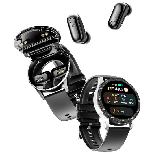 Smart Watch With Earbuds,2 In 1 Build-In TWS Wireless Bt5.0 Earphone Fitness Sports Health