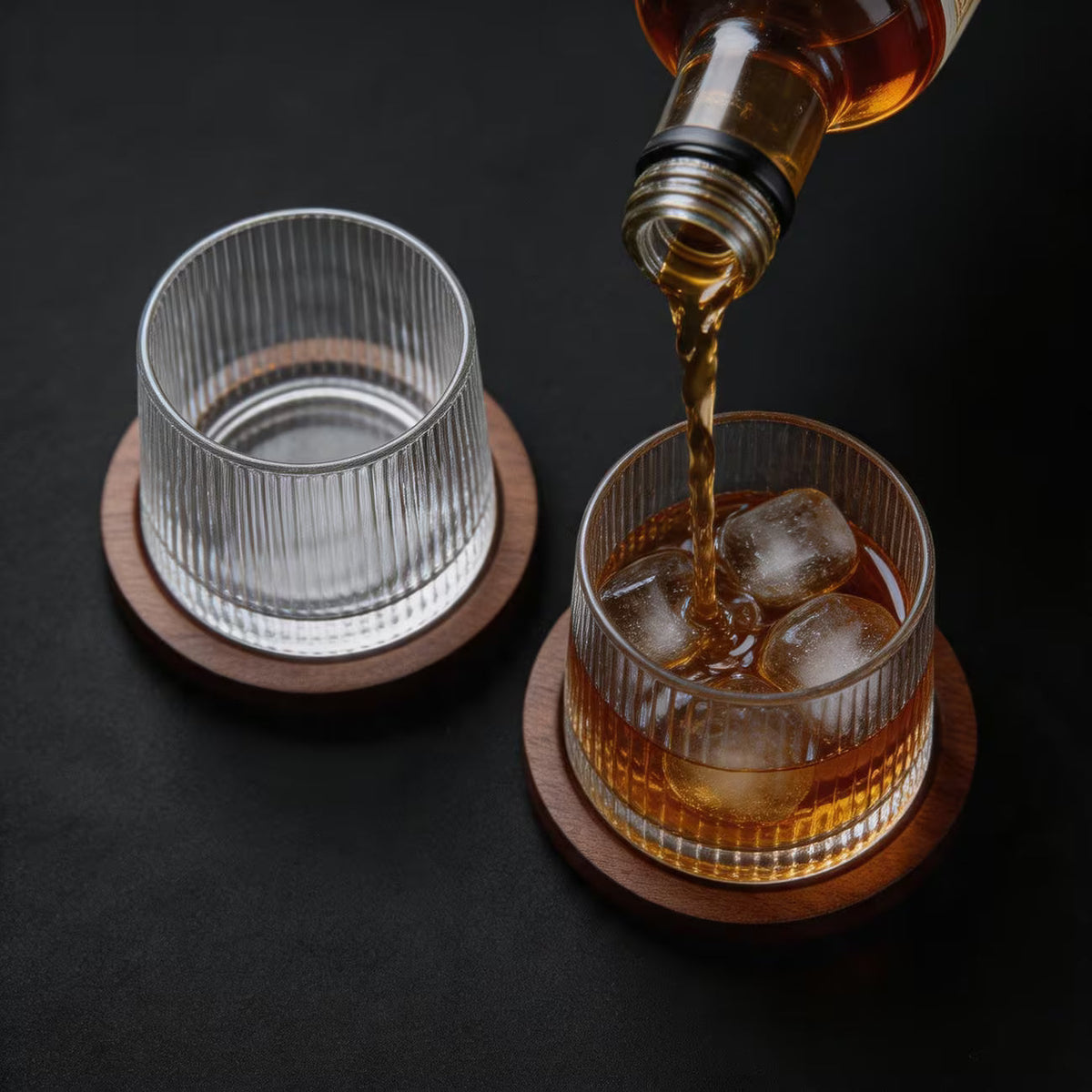 Whiskey Glass Set of 6 Pcs with Rotable Bottom Spinning Glasses 170 ml Crystal Glass Bar Glass for Drinking Bourbon, Whisky, Scotch, Cocktails, Cognac(Diamond)