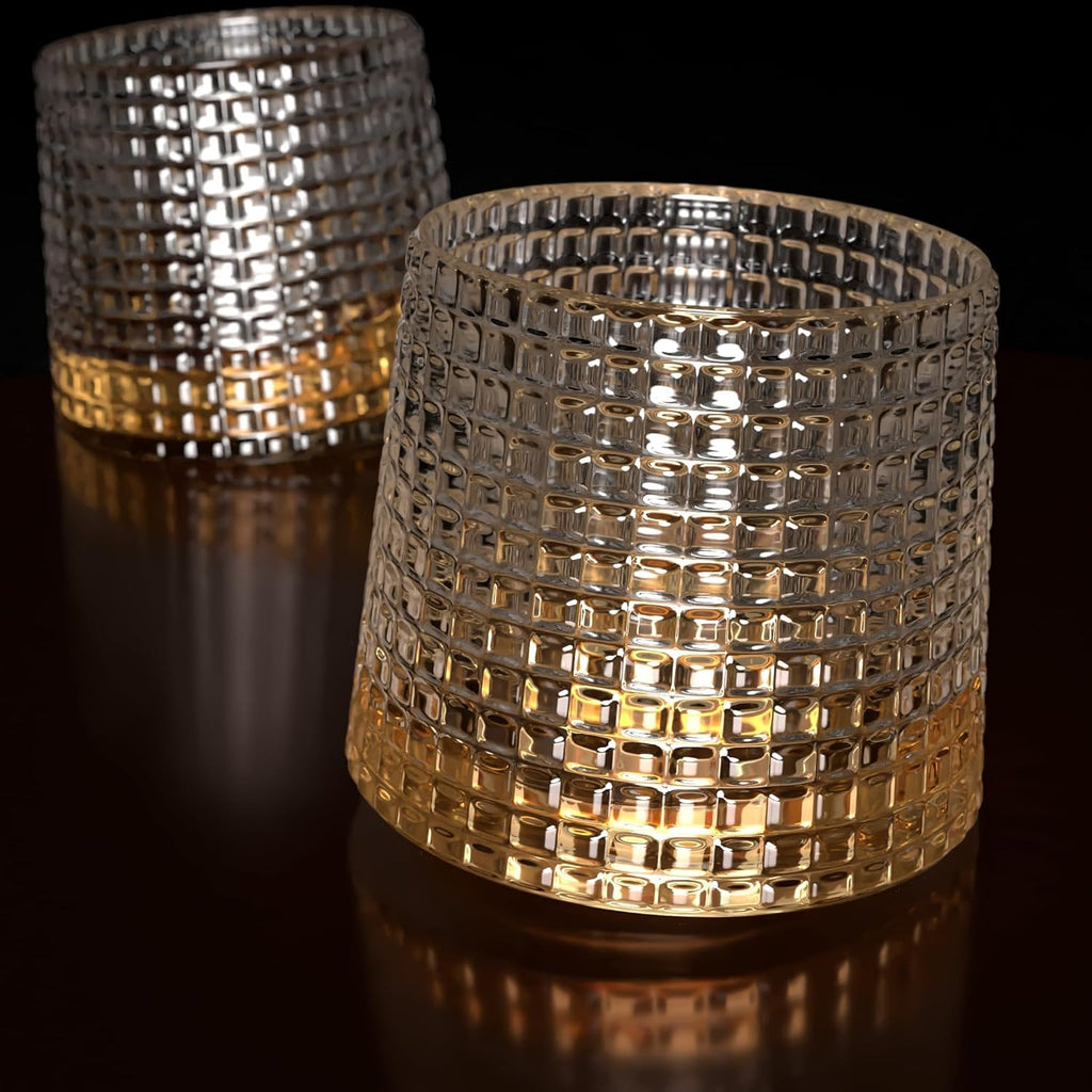 Whiskey Glass Set of 6 Pcs with Rotable Bottom Spinning Glasses 170 ml Crystal Glass Bar Glass for Drinking Bourbon, Whisky, Scotch, Cocktails, Cognac(Diamond)