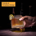 Whiskey Glass Set of 6 Pcs with Rotable Bottom Spinning Glasses 170 ml Crystal Glass Bar Glass for Drinking Bourbon, Whisky, Scotch, Cocktails, Cognac(Diamond)