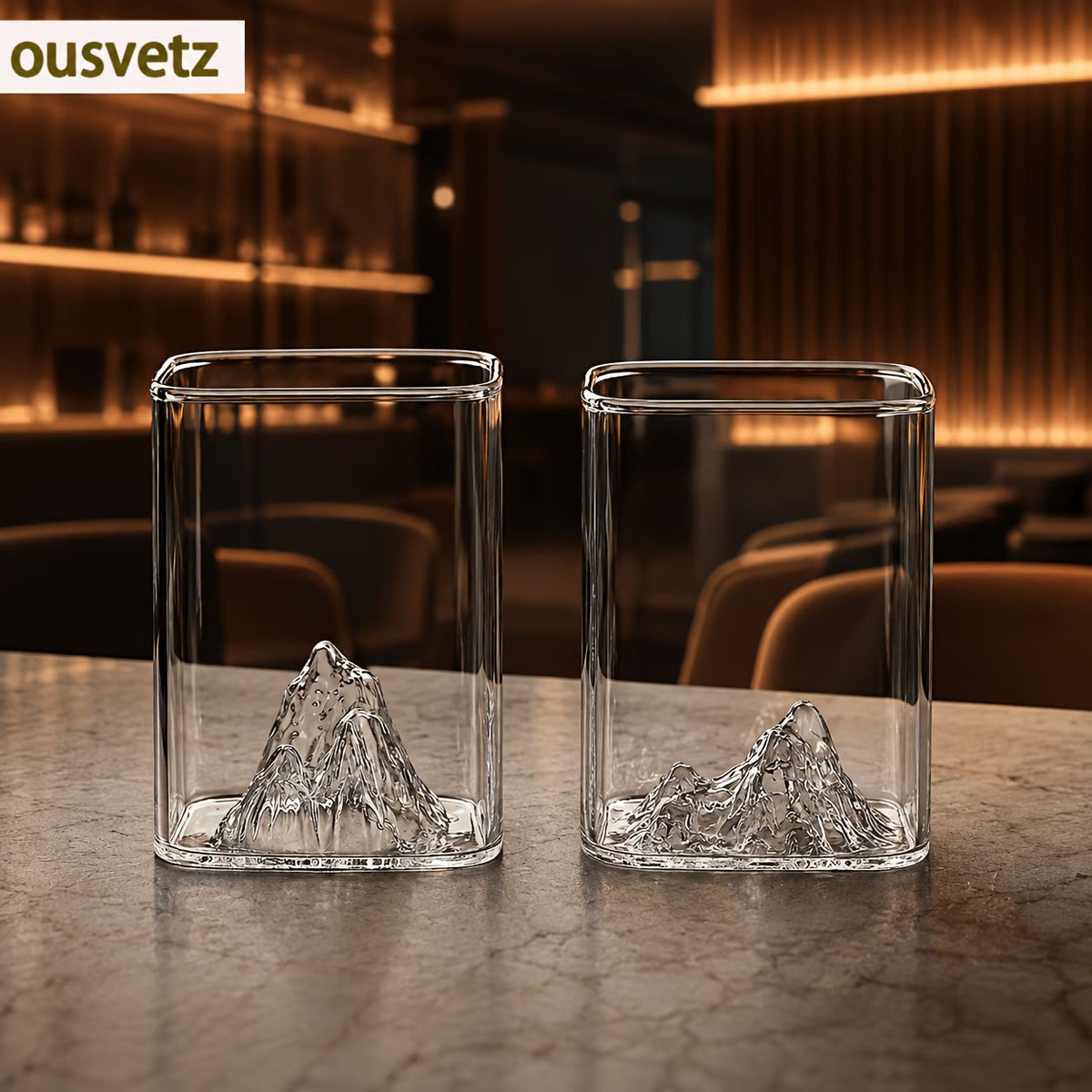 Alpine Premium Mountain Glass Set of 6 | 300 ML Clear Transparent Whiskey Glass, Water Glass, Juice Glass, Cocktail & Mocktail Glass | Unique Mountain Design | Luxury Bar Glassware Gift Set