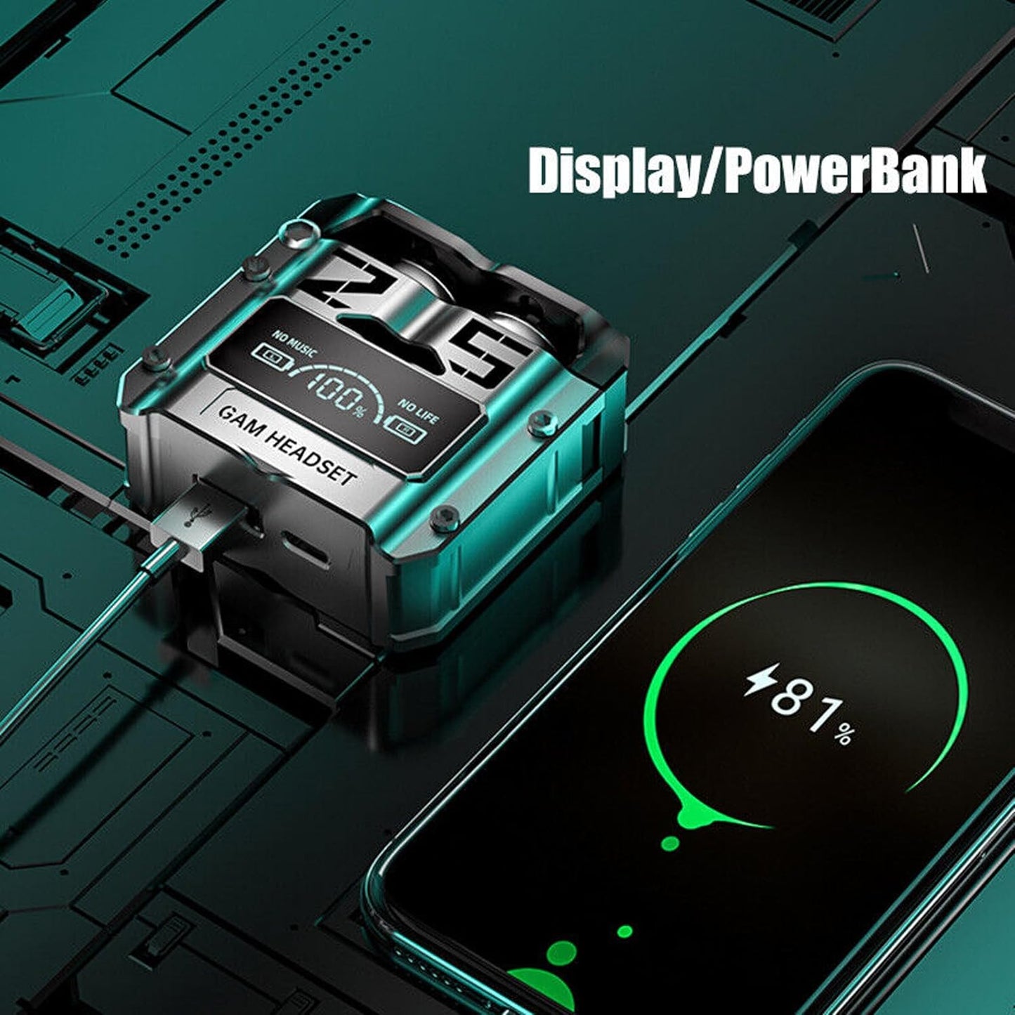 TWS Earbud, Bluetooth Earphone with Display, Low Latency Gaming, 40 Hrs Playtime with Fast Charging, Bluetooth 5.3 + ENC, 13mm HD BASS Drivers, IPX7 Sweat-Proof, Built-in Mic