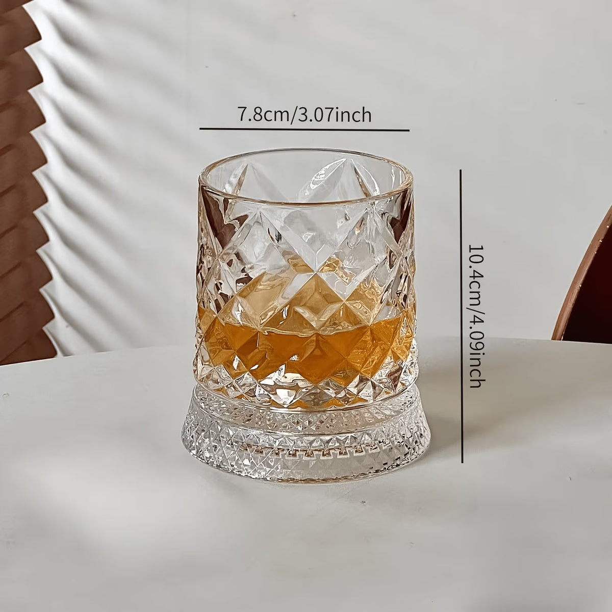 Diamond Cut Crystal Whiskey Glass Tumbler – Premium Old Fashioned Scotch Glass for Bourbon, Cocktails & Spirits – Elegant Textured Rock Glass for Home Bar & Gifting (Pack of 6)
