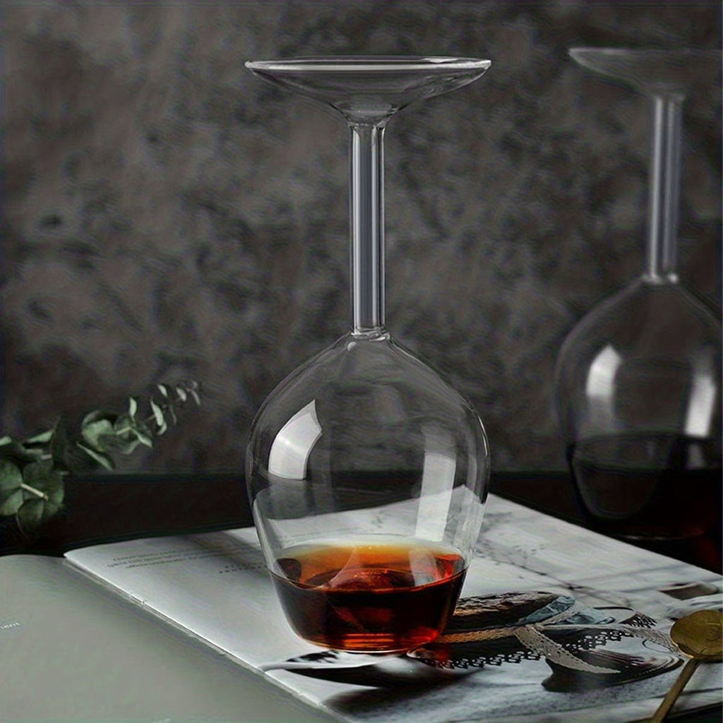 2X Long Stem Upside Down Wine Glass Funky Stemmed Wine Glasses Upside Down Long Stem Wine Glasses(6 Pics)