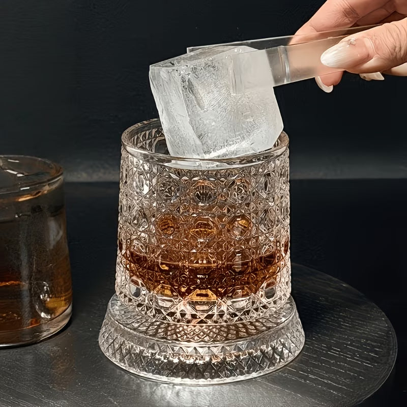 Diamond Cut Crystal Whiskey Glass Tumbler – Premium Old Fashioned Scotch Glass for Bourbon, Cocktails & Spirits – Elegant Textured Rock Glass for Home Bar & Gifting (Pack of 6)